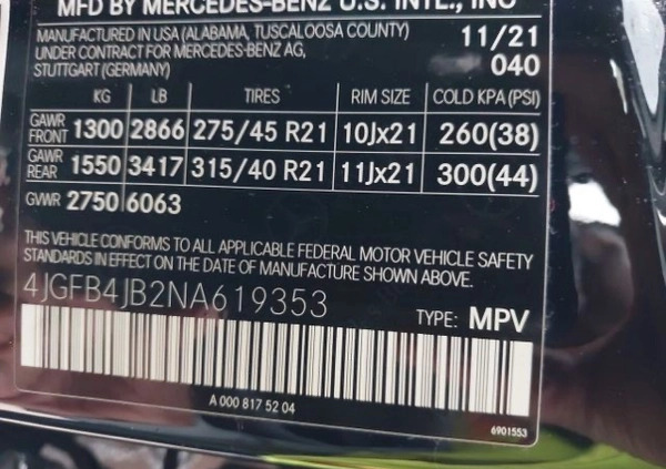 Mercedes-Benz GLE cena 170000 przebieg: 61000, rok produkcji 2021 z Olszyna małe 106
